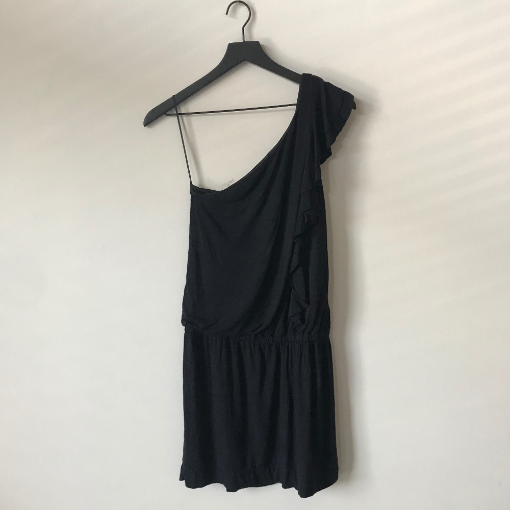 Express Ruffle One Shoulder Mini Dress | Black | S